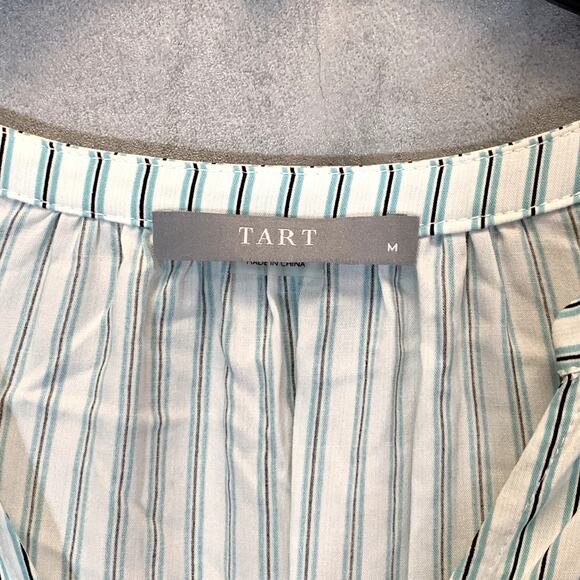 TART Collections Women's Green Stripe Sheila Smocked Waist Long Sleeve V-Neck - Picture 10 of 12